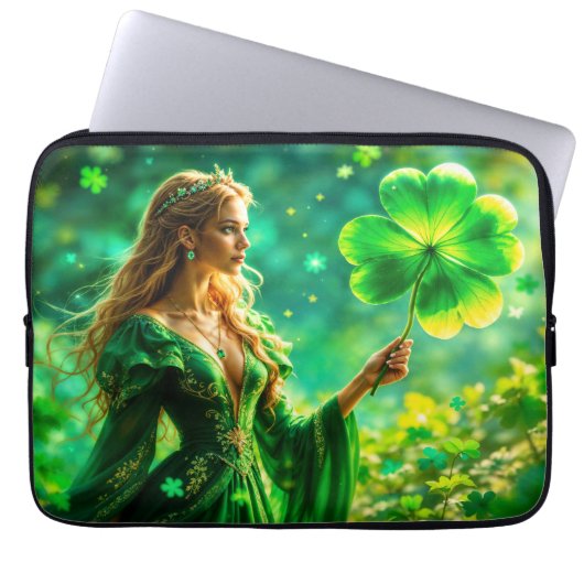 Magisch bos St Patrick dag natuur feeënkunst Laptop Sleeve (Voorkant)