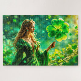 Magisch bos St Patrick dag natuur feeënkunst Legpuzzel