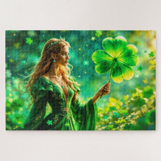 Magisch bos St Patrick dag natuur feeënkunst Legpuzzel (Horizontaal)