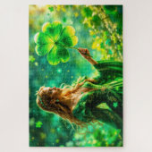Magisch bos St Patrick dag natuur feeënkunst Legpuzzel (Verticaal)