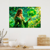 Magisch bos St Patrick dag natuur feeënkunst Poster (Keuken)