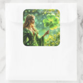 Magisch bos St Patrick dag natuur feeënkunst Vierkante Sticker (Tas)