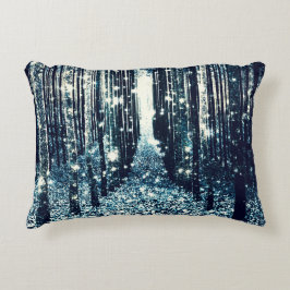 Magisch bos, turquoise grijze elegant decoratief kussen