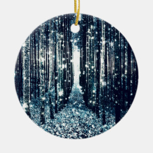 Magisch bos, turquoise grijze elegant keramisch ornament