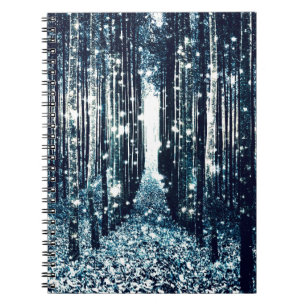 Magisch bos, turquoise grijze elegant notitieboek