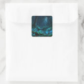 Magisch bos vierkante sticker (Tas)