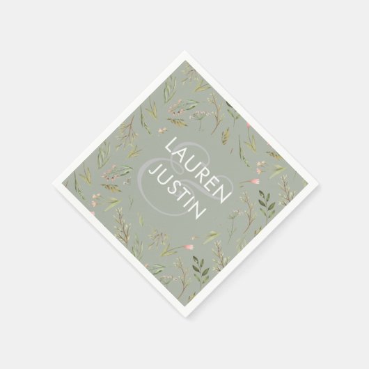 Magisch bos | Weddenschapsmonogram Napkin Servet (Hoek)