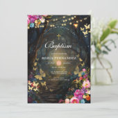 Magisch bosgroen Bloemendoop uitnodiging (Staand voorkant)