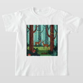 Magisch boslandschap met twee rendieren t-shirt