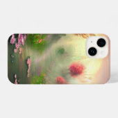 Magisch bospad met gloeiende zonsondergang iPhone hoesje (Achterkant horizontaal)