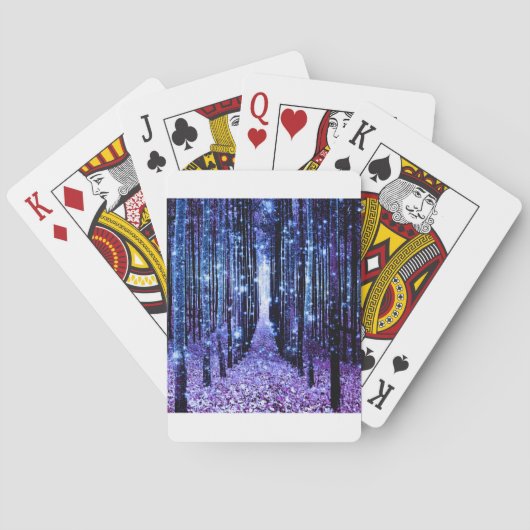 Magisch bospad paars blauw pokerkaarten (Achterkant)