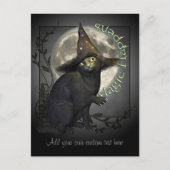 Magisch Briefkaart met zwarte kat (Voorkant)