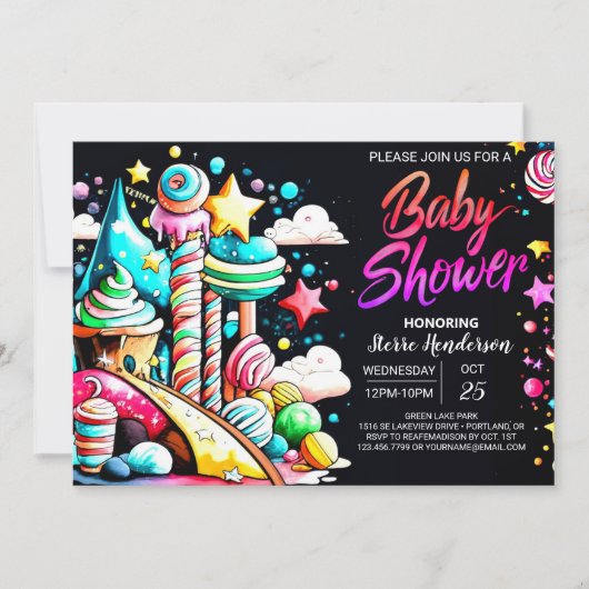 Magisch Candyland Extravaganza Baby shower Kaart (Voorkant)