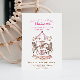 Magisch Carrousel Eenhoorn 1e Kinderverjaardagsfee Kaart