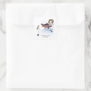 Magisch Carrousel Paard Vierkant Sticker