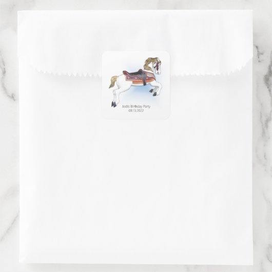 Magisch Carrousel Paard Vierkant Sticker (Tas)