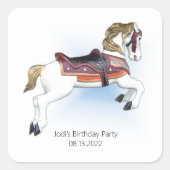 Magisch Carrousel Paard Vierkant Sticker (Voorkant)