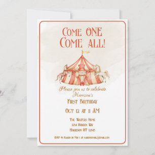 Magisch Circus Paard Eerste Verjaardag Uitnodiging