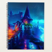 Magisch Cyberpunk Fantasy Kasteel Neon Nacht Planner (Voorkant)