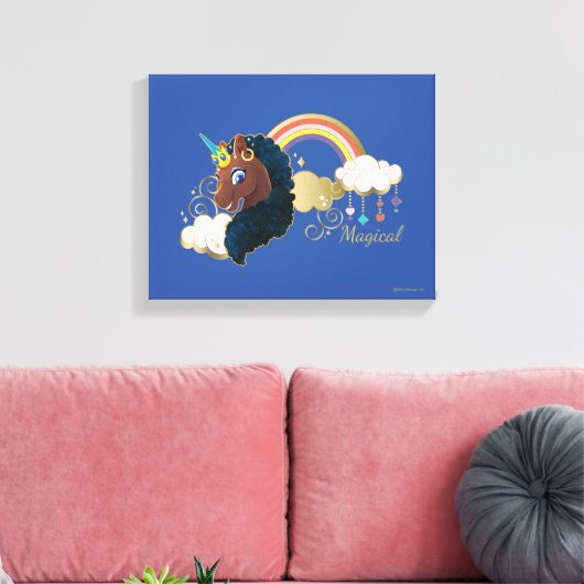 Magisch de Eenhoorn Regenboog & Wolken Ontwerp Canvas Afdruk (Insitu (Woonkamer))