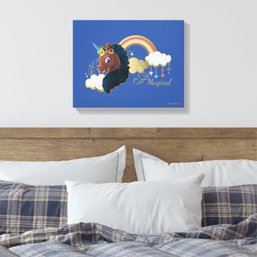 Magisch de Eenhoorn Regenboog & Wolken Ontwerp Canvas Afdruk (Insitu (Slaapkamer))