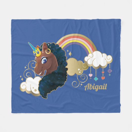Magisch de Eenhoorn Regenboog & Wolken Ontwerp Fleece Deken (Voorkant (Horizontaal))