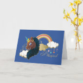 Magisch de Eenhoorn Regenboog & Wolken Ontwerp Kaart (Gele Bloem)