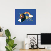 Magisch de Eenhoorn Regenboog & Wolken Ontwerp Poster (Thuiskantoor)