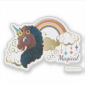 Magisch de Eenhoorn Regenboog & Wolken Ontwerp Sticker (Voorkant)