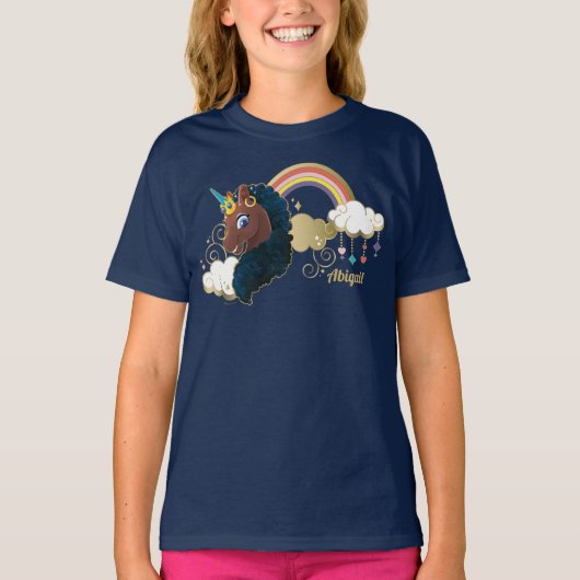Magisch de Eenhoorn Regenboog & Wolken Ontwerp T-shirt (Voorkant)