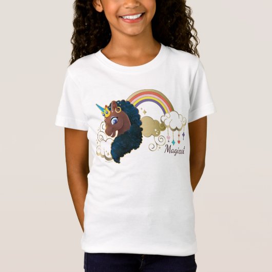 Magisch de Eenhoorn Regenboog & Wolken Ontwerp T-shirt (Voorkant)