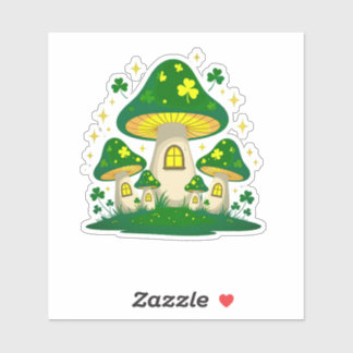 Magisch dorp met gloeiende paddenstoelen sticker