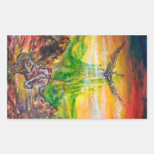 MAGISCH DUEL TUSSEN BRADAMANT EN NEGROMANCER RECHTHOEKIGE STICKER