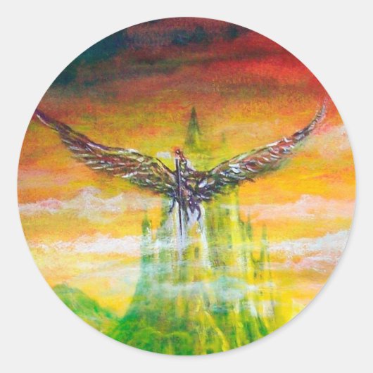 MAGISCH DUEL TUSSEN BRADAMANT EN NEGROMANCER RONDE STICKER (Voorkant)