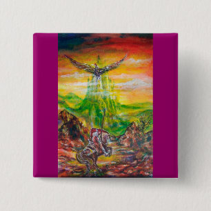 MAGISCH DUEL TUSSEN BRADAMANT EN NEGROMANCER VIERKANTE BUTTON 5,1 CM