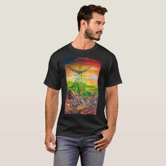 MAGISCH DUEL VAN BRADAMANT EN NEGROMANCER Fantasy T-shirt (Voorkant volledig)
