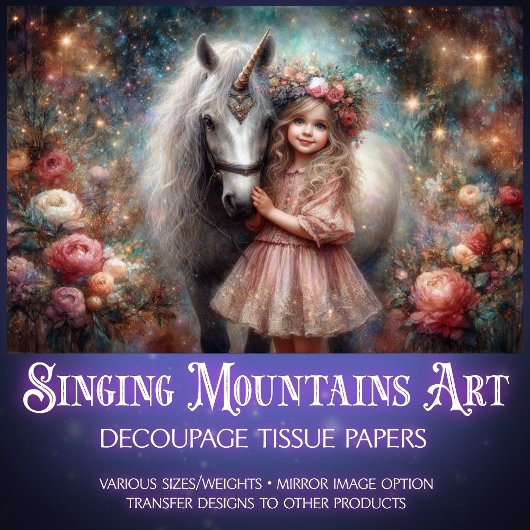 Magisch Eenhoorn En Meisje Decoupage Vriendschap Tissuepapier