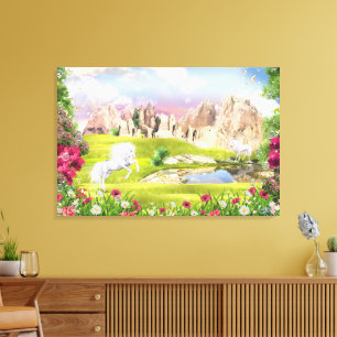 Magisch Eenhoorn Koninkrijk – Fantasie Kasteelland Canvas Afdruk