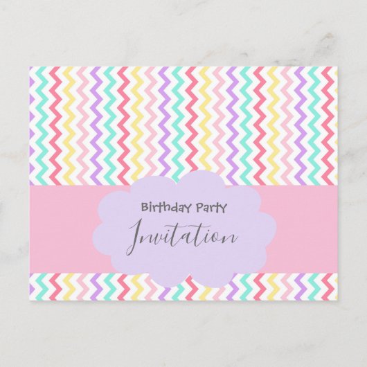 Magisch Eenhoorn Thema Pastel Chevron Verjaardag Briefkaart (Achterkant)