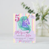 Magisch Eenhoorn Thema Pastel Chevron Verjaardag Briefkaart (Staand voorkant)