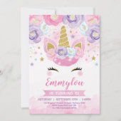 Magisch Eenhoorn Verjaardagsfeest Roze Paars Regen Kaart (Voorkant)