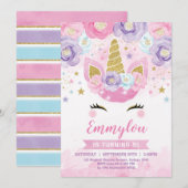 Magisch Eenhoorn Verjaardagsfeest Roze Paars Regen Kaart (Voorkant / Achterkant)