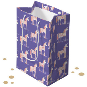 Magisch eenhoornpatroon Paarse Medium Cadeauzakje