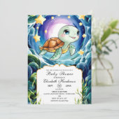 Magisch Eenvoudig Zeeen Turtle Baby shower Kaart (Staand voorkant)