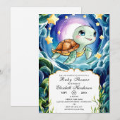 Magisch Eenvoudig Zeeen Turtle Baby shower Kaart (Voorkant / Achterkant)