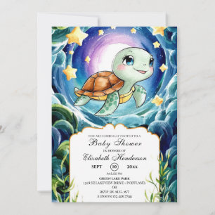 Magisch Eenvoudig Zeeen Turtle Baby shower Kaart