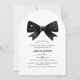 Magisch Elegant Black Bow Arch Graduation Party Kaart