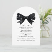 Magisch Elegant Black Bow Arch Graduation Party Kaart (Staand voorkant)