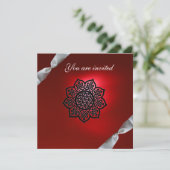 MAGISCH EVENEMENT lint wit rood champagne Kaart (Staand voorkant)