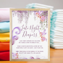 Magisch Fairy Theme Late Night Diaper Sign Poster
